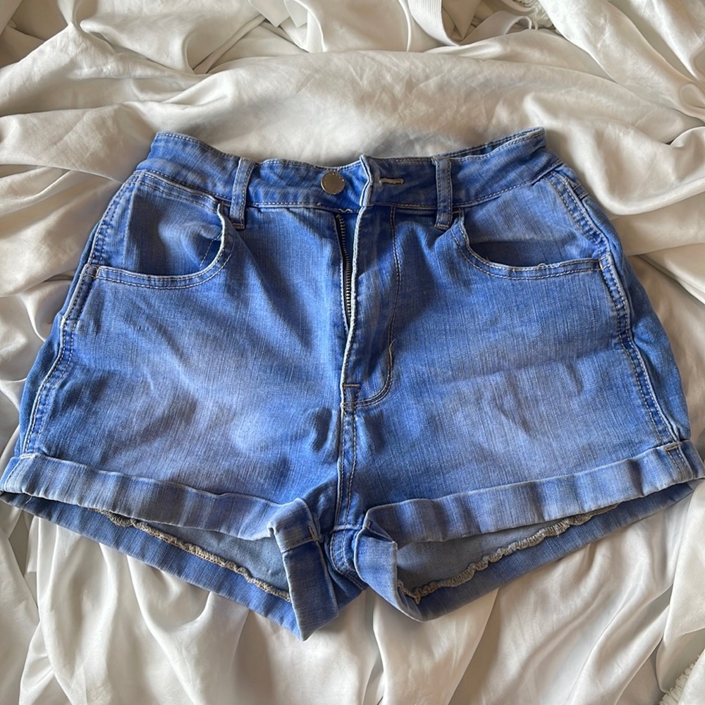 High rise blue Jean shorts